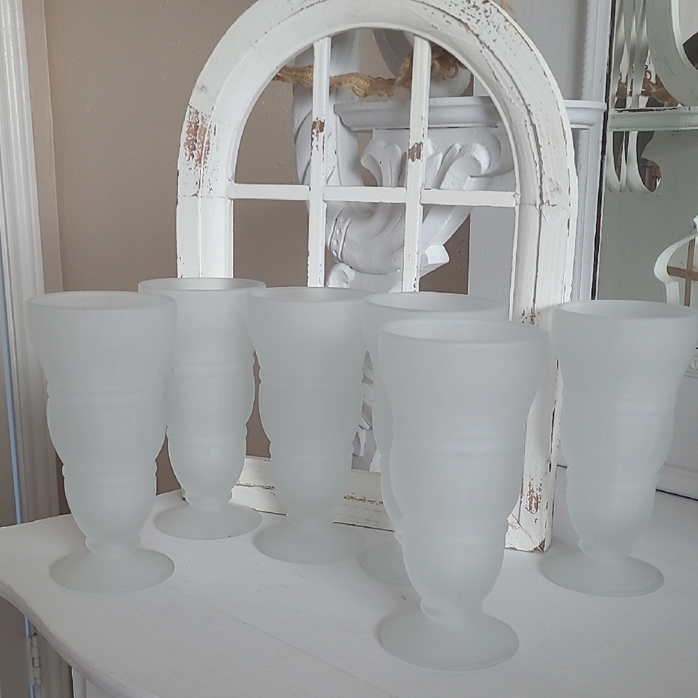 Elegant Frosted Glass Goblet Set